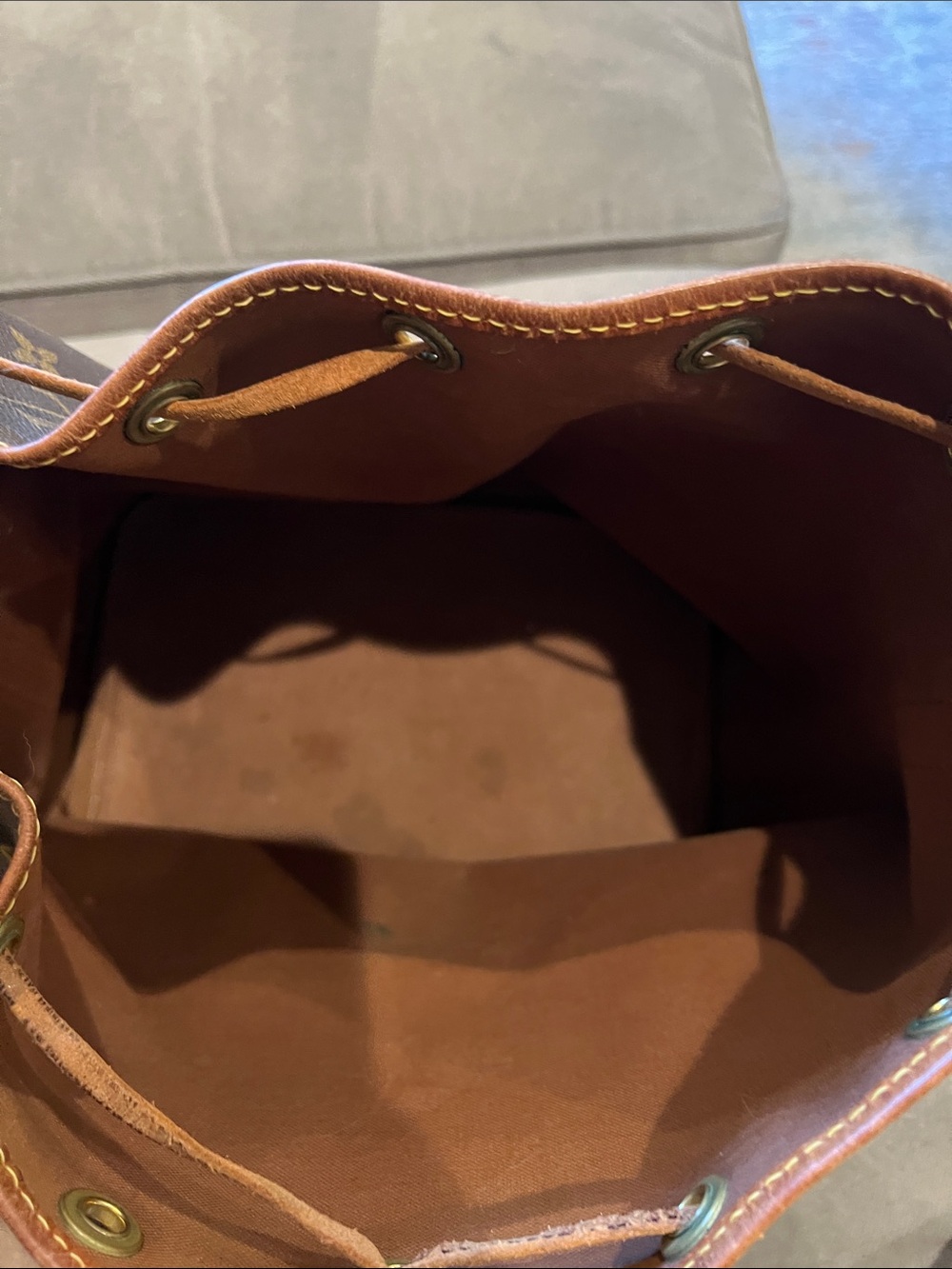 Louis Vuitton Monogram Canvas Drawstring Tote in Brown - Picture 4 of 14